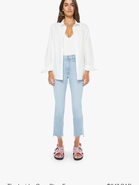 MOTHER Insider Crop Step Fray Jeans - AQUATIC